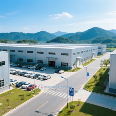 Склад из стальной конструкции на заказ, высокая устойчивость к ветру, срок службы 50+ лет